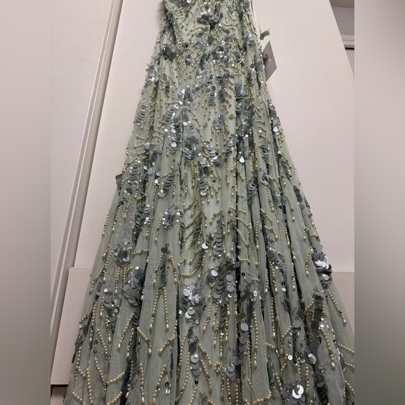 NWT Mac Duggal 94151 Sage Green Embellished One Shoulder Trumpet Gown Size 12 - Picture 8 of 17